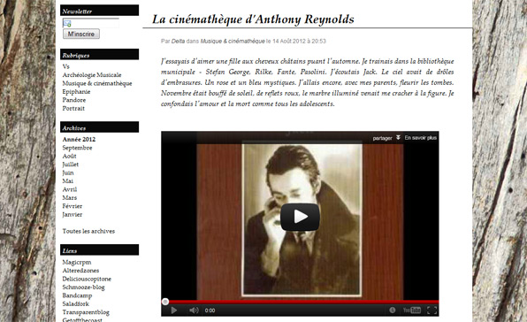 "La cinémathèque d'Anthony Reynolds" a little interview